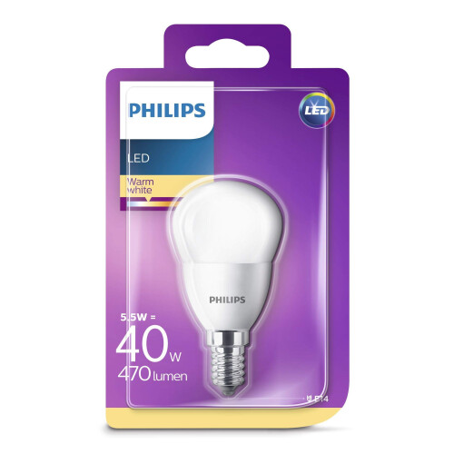 Philips Philips LED E14 Small Edison Screw Mini Globe Light Bulb, 5.5 W (40 W) - Warm White 1