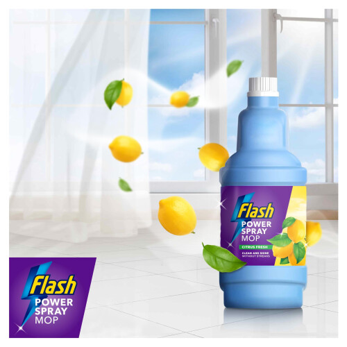 Flash Flash Power Spray Mop Floor Cleaner Multi-Surface Cleaning Liquid Citrus Fresh 5 2