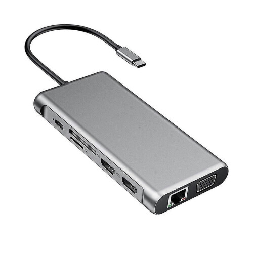 Διανομέας USB Type C 12 σε 1 Type-C σε 2 συμβατούς προσαρμογείς 4K VGA