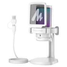DGM20 USB Microphone RGB Condenser Mic Gaming Microphone White