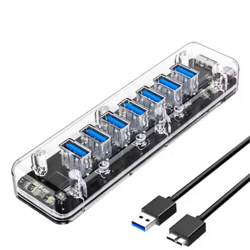 Διανομέας USB HUB πολλαπλών θυρών υψηλής ταχύτητας USB3.0 7 θυρών