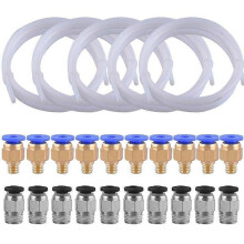 5 Pieces Ptfe Tubing (1.5M) with 10 Pieces Pc4-M6 Fittings and 10 Pieces Pc4-M10 Fitting Connector for 3D Printer 1.75mm