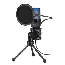 USB Live Recording Microphone Intelligent Noise Reduction RGB Game Microphone with Tripod for Moibl