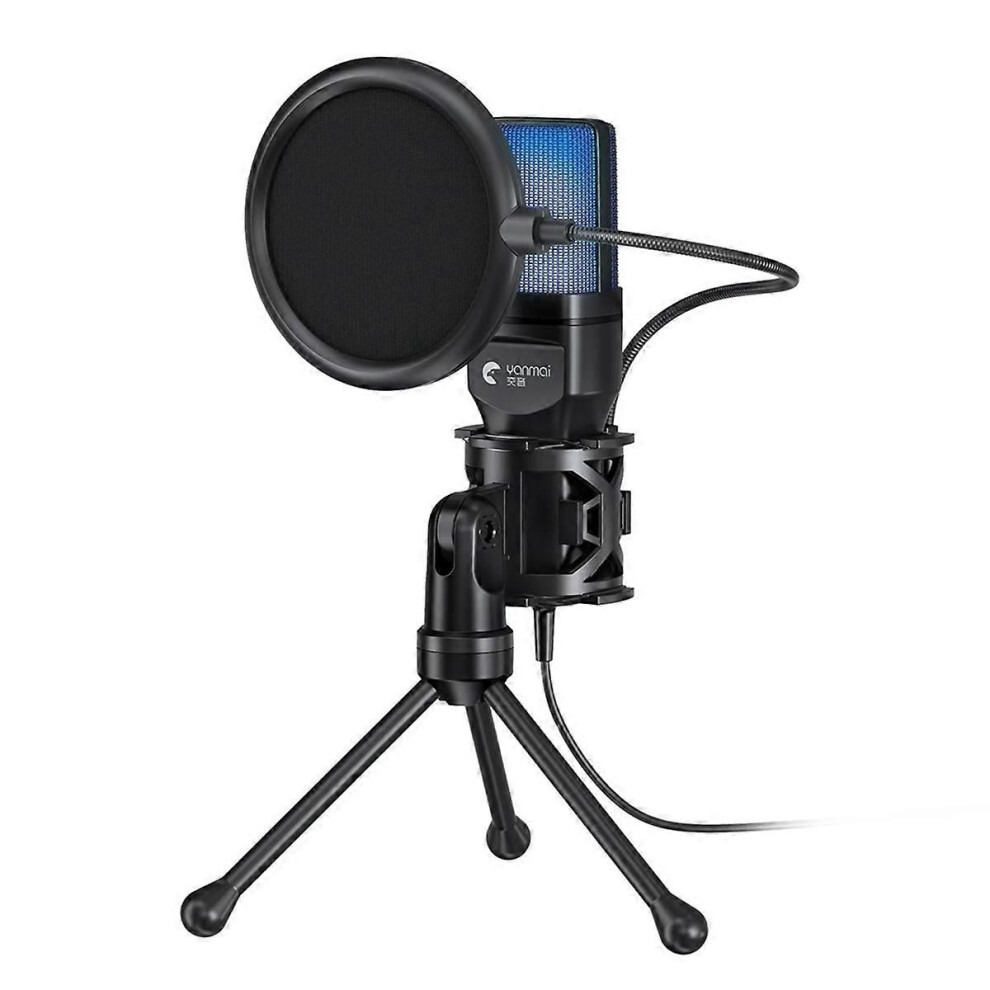 Usb Live Recording Microphone Intelligent Noise Reduction Rgb Game Microphone With Tripod For Moibl 9152359534802