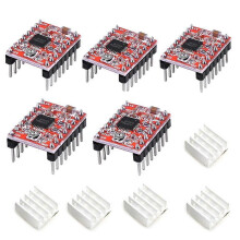 5 Stück A4988 Stepstick Schrittmotortreibermodul mit Kühlkörper für 3D-Drucker Reprap (geeignet)