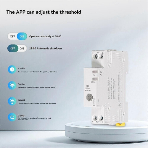 Έξυπνος διακόπτης Tuya WiFi 40A Παρακολούθηση ηλεκτρικού ρεύ