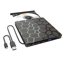 Lettore CD/DVD esterno USB 3.0, masterizzatore CD/DVD-ROM +/-RW compatibile con laptop, desktop e Linux