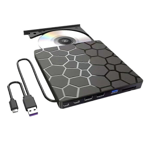 Lettore CD/DVD esterno USB 3.0, masterizzatore CD/DVD-ROM +/-RW compatibile con laptop, desktop e Linux