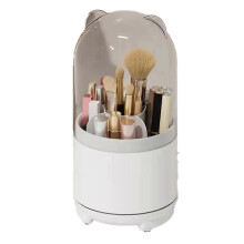 360-Degree Rotating Makeup Brush Holder with Dustproof Lid, Large Capacity Cosmetic Storage Organiz