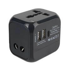 Universal Travel Charger Adapter Wall Charging Unit with USDual USB Ports & Type C for Global Travel