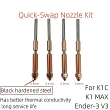 K1C 3D Printer Accessories,Copper Alloy and Hardened Steel Nozzle