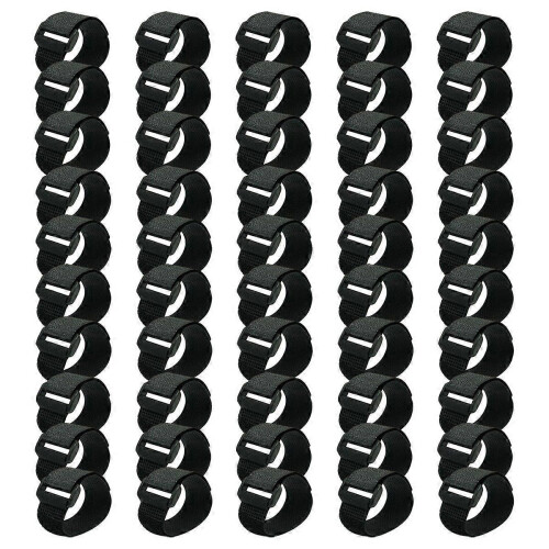 50pcs Reusable Fastening Cable Straps, Hook and Loop Cable Tie Down Straps