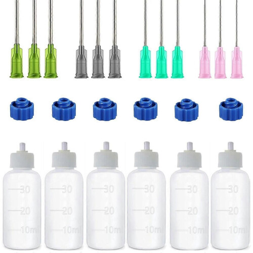 6Pcs Glue Applicator Bottles, 30ml Plastic Squeezable Dropper Bottles