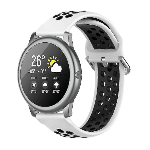 Haylou Solar LS05 22mm Δίχρωμο λουράκι σιλικόνης για ρολόι - Λευκό & Μαύρο