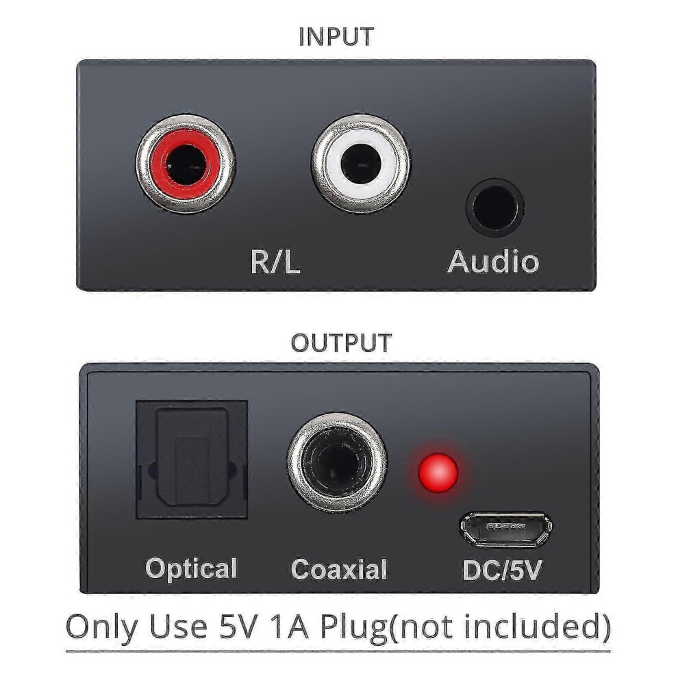 Ps3 Digital Audio Converter: Analog To Digital With Rca, 3.5Mm Aux, Coaxial, Toslink Spdif Output 9152359551854