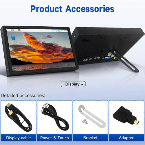 Φορητή οθόνη 7 ιντσών, οθόνη IPS 1024x600, συμβατή με HDMI, είσοδος 2