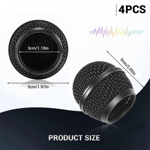 4PCS Mic Grille Replacement for Wireless Mic&Wired Mics, Black 1