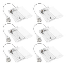 6 Pcs USB Battery Pack for LED Lights Portable 5V Battery Pack with Cover for Plug in Lights, 3 AA