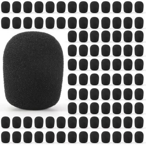 100Pcs Microphone Headset Grill Windshield Sponge Foam Black Mic Cover 30mmx8mm 1