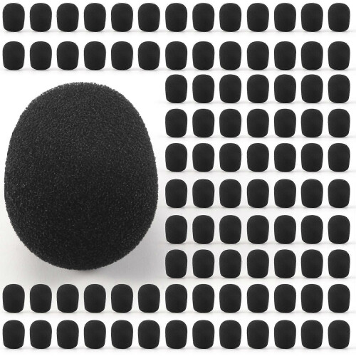 100Pcs Microphone Headset Grill Windshield Sponge Foam Black Mic Cover 30mmx8mm 2