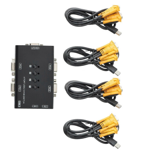 Διακόπτης KVM, διακόπτης USB VGA KVM για κοινή χρήση 4 υπολογι