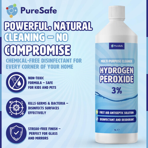 Pure Safe Hydrogen Peroxide 3 Solution 1 ltr – MultiPurpose Household Clean 2