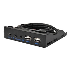 USB-Frontpanel USB 3.2 Gen2 10 Gbit/s Typ C + 19-Pin 2-Port USB 2.0 + HD-Audio 3,5-mm-Kopfhörer MIC