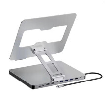 Docking station 10 in 1 in alluminio per laptop e desktop con hub C, adattatore C-Type 4K, USB 3.0 5Gbps,