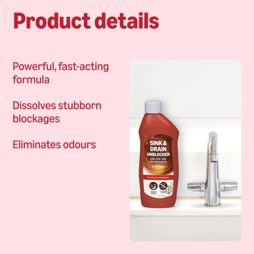 by Amazon Sink  Drain Unblocker Powerful and Fast Acting Formula 500ml 1