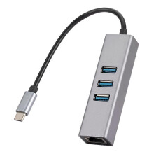 1000-Mbit/s-Ethernet-Adapter Typ-C auf RJ45 4-in-1-Hub mit 3 USB-3.0-Anschlüssen, 5-Gbit/s-OTG-Splitter