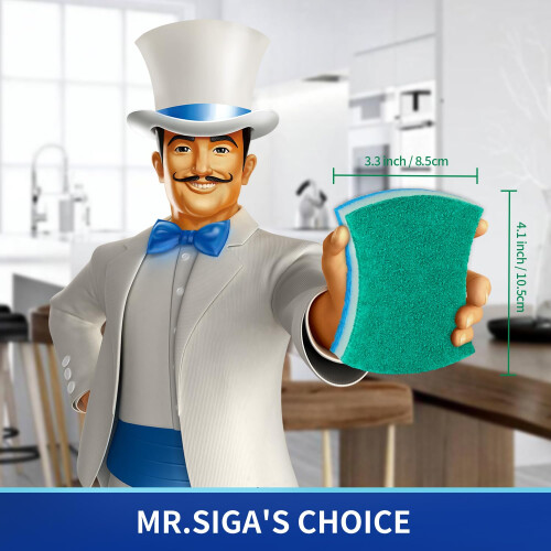 MRSIGA MultiUse Cellulose Scrub Sponge DualSided Dishwashing Sponge for Kit 1