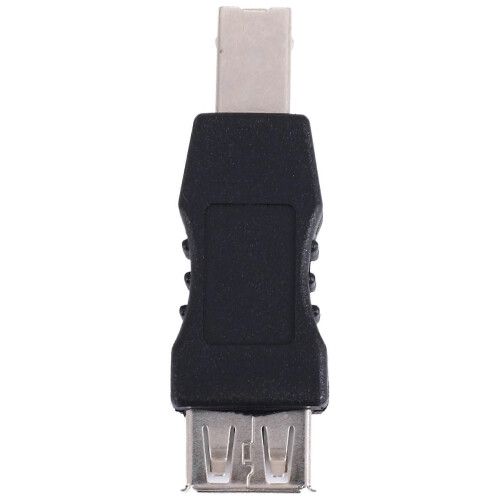 USB printer adapter type A female - type B male black silver tone