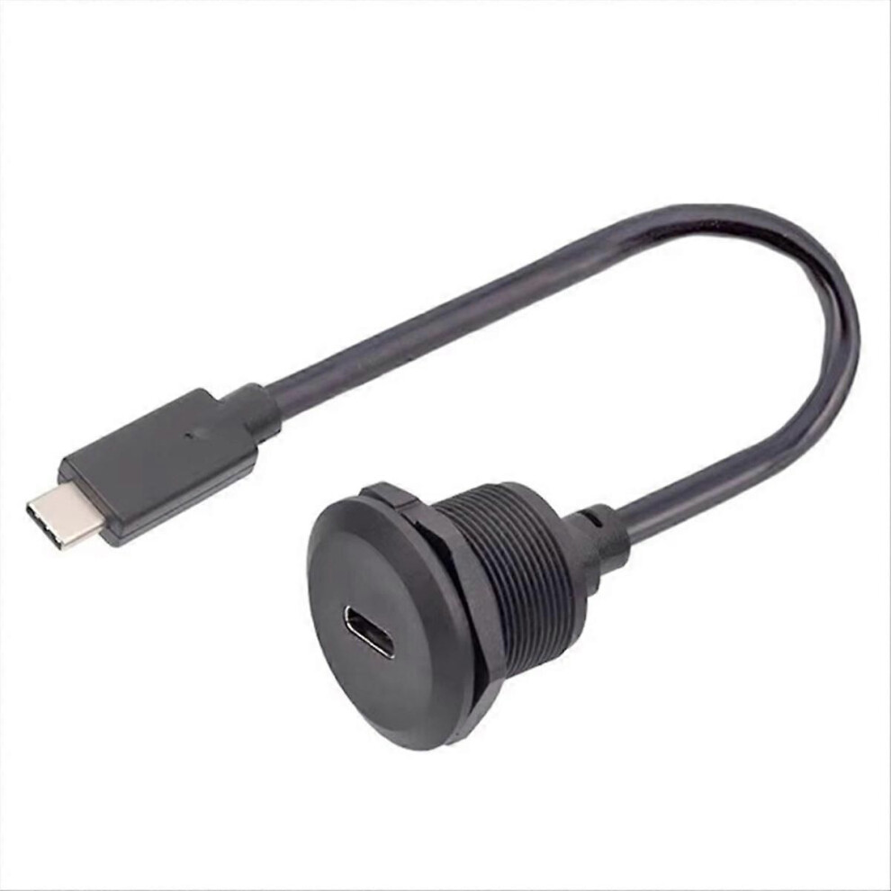 Usb Type C 3.1 Female To Male Charging Socket Type-C Data Port With Threaded Fixed Panel Type Usb-C Black 9152359561907