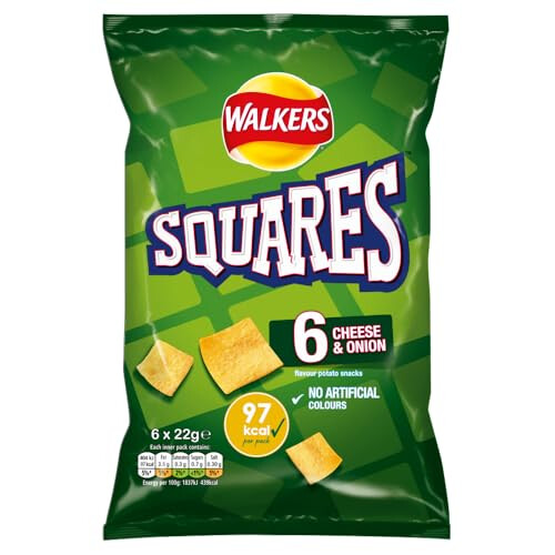 Walkers Walkers Squares Cheese  Onion Multipack Snacks Crisps 6x22g 2