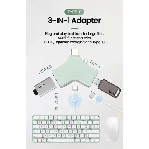 OTG Adapter for Type-C Micro-Lighning Adapter USB 3.0 Adapter Converter for USB Flash Drive 1