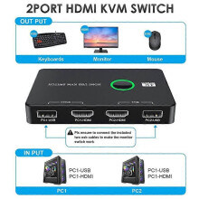 Switch KVM a 2 porte USB e switch compatibile con 2 computer per condividere tastiera, mouse, stampante