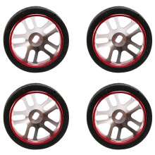 4 neumáticos y llantas para coche RC compatibles con K969 Iw04M Mini-Z RC 1/28s, color rojo.