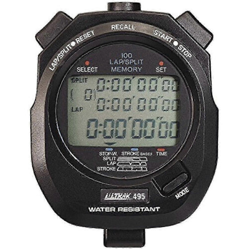 Ultrak 495-100 Dual Split Memory Stopwatch - Black, Professional Sports Timer with Lap Function
