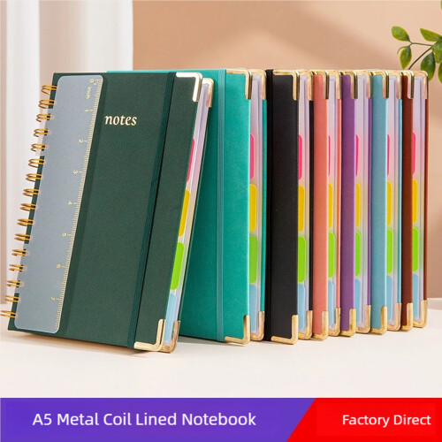 Twin Wire Binding Notebook PU Leather Cover Journal 270-pink 1