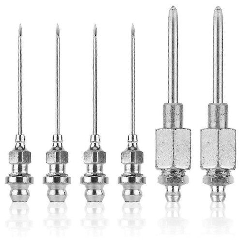 6pcs Grease Needle Nozzle Kit, Steel Grease Injector Needle Dispenser Adapter Fitting Tool