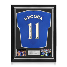 Didier Drogba Signed Original Chelsea 2010-11 Football Shirt. Superior Frame