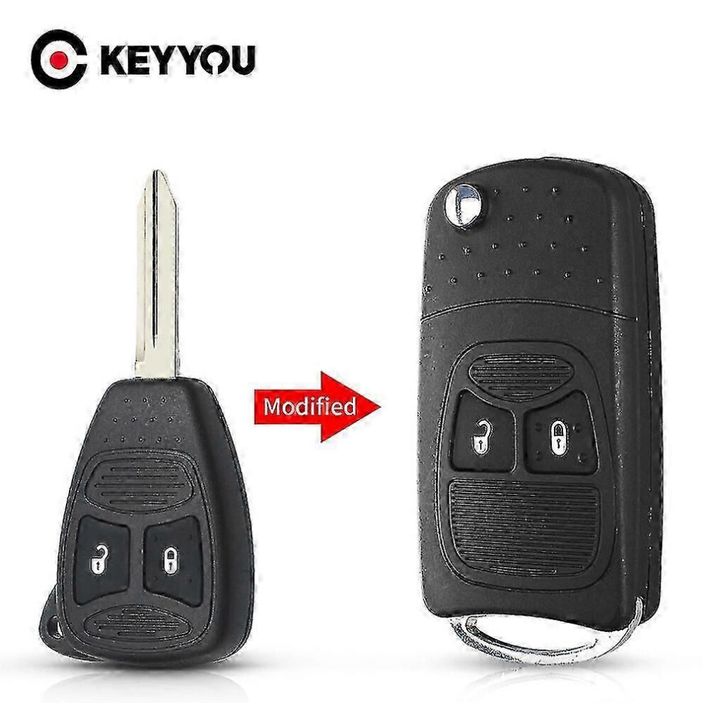 2 Button Flip Folding Key Shell Case For Chrysler 300C Jeep Dodge Compass Wrangler Patriot Fob Remote Car Key 9152359570282