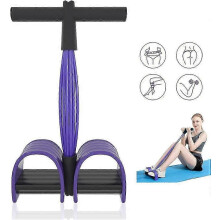 Upgraded 6-Tube Fitness Bands with Pedals & Handles - Latex Stretching Ropes for Workout - Purple