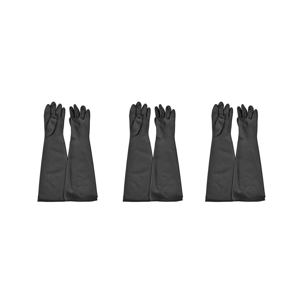 3X Blast Rubber Gloves For Sandblasting Sandblaster Sand Blast Cabinet Sandblasting Gloves Sandblaster Parts 60Cm Black 4712444428314