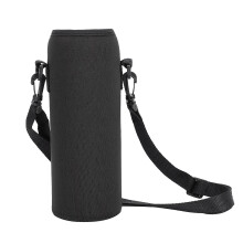 Custodia termica in neoprene per borraccia da 1000 ml, colore nero, con tracolla.