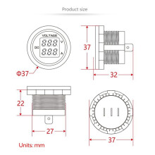 3X Voltmetro Digitale un LED per Auto  12V / 24V LED Dual Voltmetro Amperometro Indicatore di Tensione per Barca Auto Universale Impermeabile Rosso