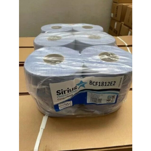 Sirius BCF1812E2 Centrefeed Rolls, 2-Ply, Blue (Pack of 6) 2
