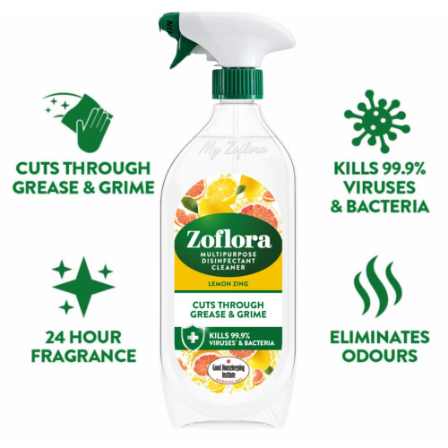 Zoflora Zoflora Lemon Zing Multipurpose Disinfectant Trigger Spray 1 x 800ml Antiba 2
