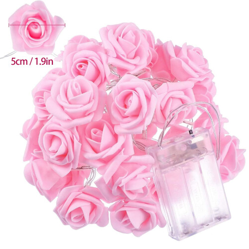 20LED Rose String Lights, 3 Meters Rose Fairy String Lights Battery Powered, Warm White 2