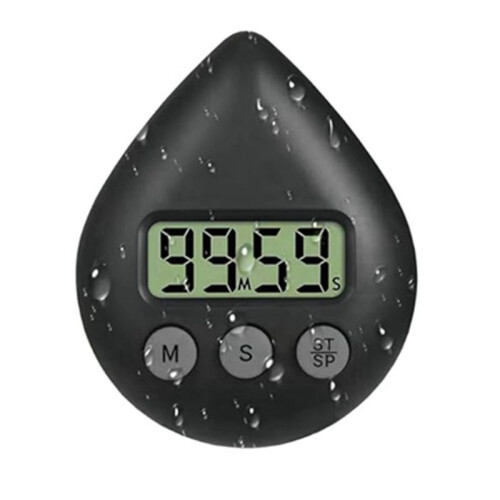 2X Silent Non-Ticking Battery Operated Shower Timer, Waterproof Digital Timer, Small Size Cute Timer Black